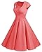 Bbonlinedress Women Vintage Swing Dress Short 1950s Retro Formal Cocktail Party Dresses Coral XS