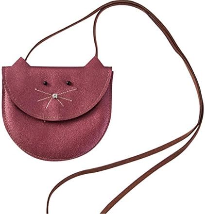 CRB Fashion Little Girls Toddler Kitty Cat Kitten Handbag Shoulder Cross body Bag Purse (Burgundy Cat)