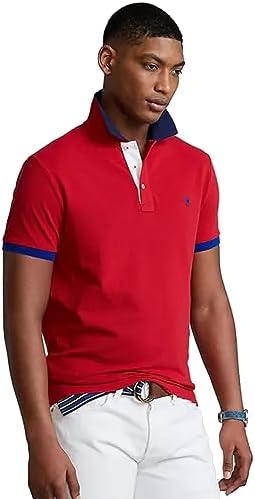POLO RALPH LAUREN Custom Slim Fit Mesh 2000 Red LG at Amazon Men's
