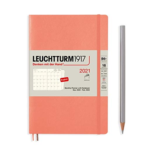 Leuchtturm1917 Monthly Planner & Notebook Paperback (B6+) 2021 with Extra Book English Bellini