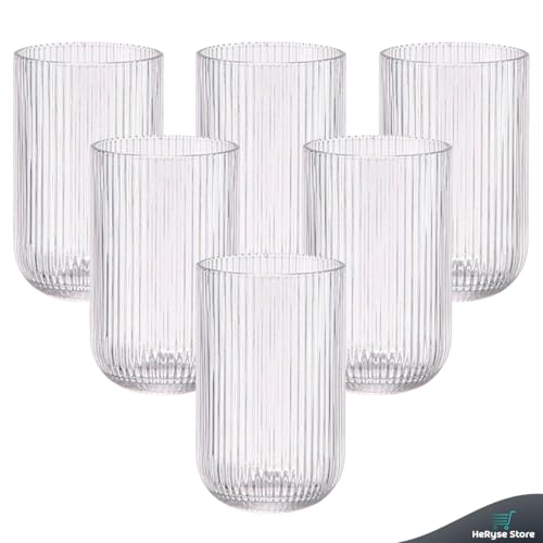 Jogo com 6 Copos Conjunto de Peças de Vidro Transparente, Linha 450ml para Suco e Água