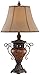 Traditional Table Lamp Bronze Crackle Urn Faux Silk Bell Shade for Living Room Family Bedroom Bedside Nightstand - Regency Hill