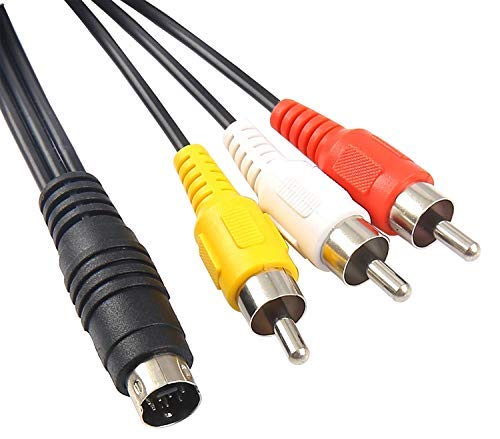 Yohii 5 FT (1.5Meter) 4 Pin Mini DIN S-Video Plug to 3 RCA Plug Cable S-Video 4-Pin Male to 3-RCA Male RGB Composite Video Cable Adapter Pack of 2