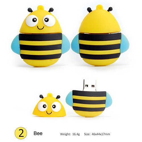 Flash Drive 5x16GB Thumb Drive Animals USB Flash Drive with Chain Bee Fox Owls Penguin Pen Drive Gift for School Kids and Students(Pack of 5 Animals)