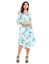 Vestido de verano con bolsillo suelto y manga 3 4 para dama