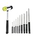 9-piece Roll Pin Punch Set and 1 Double faced mallet, Hand Pin Remover Tool for Jewelers, Watch Makers, Repairs and Crafts