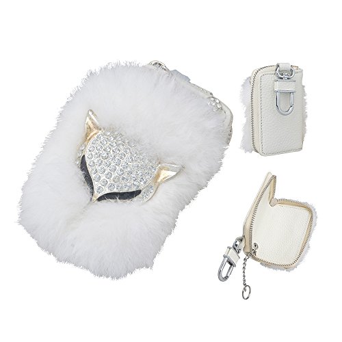 Spritech(TM) 3D Handmade Luxury Shining Glitter Crystal Diamond Rhinestones Universal Car Smart Key Chain Leather Holder Cover Case