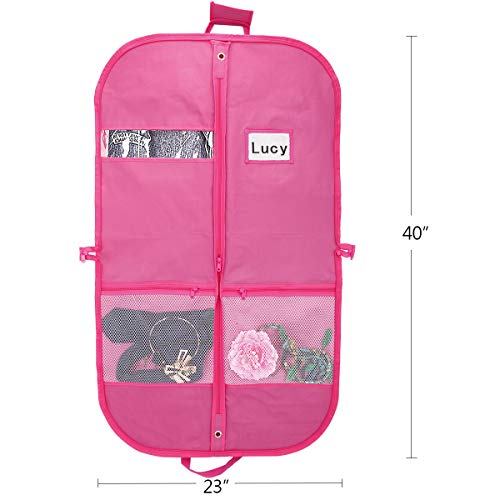Kernorv Pink Garment Bags for Dance Costumes Waterproof and Breathble 40" Dance Garment Bags with Zipper Pockets for Dance Costumes, Dress, Suit, Travel (Set of 2) - Thumbnail 6