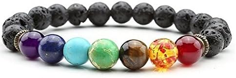 Pulseras Para Hombre de piedras de Lava Volcanica Chakras Budha Brazalete Mujer Yoga Zen Accesorios para Dama y Caballero - Negra