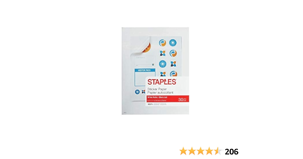 Staples Matte White Sticker Paper 30 Count 8 5 X 11 Amazon Ca Office Products Staples Matte White Sticker Paper 30 Count 8 5 X 11 Amazon Ca Office Products