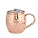 Set of 2 Moscow Mule Copper Mugs 16 OZ - Two Copper Shot Glass Included - 100% Solid Pure Copper Hammered Barrel Cup Mug with No Inner Lining by Foodie Aid