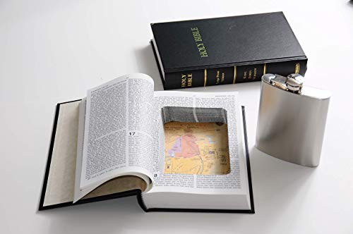 Angel or Devil Halloween Costume Accessory - Black Holy Bible Book Safe w/ 8oz Hidden Steel Flask - Nun Jesus Pope Priest Moses Supernatural - Thumbnail 4