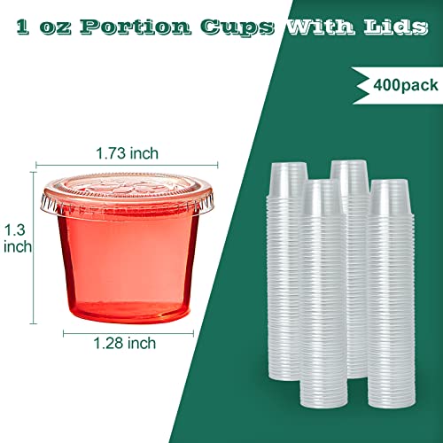 [400 Pack 1 oz.] Disposable Plastic Portion Cups with Lids, Small