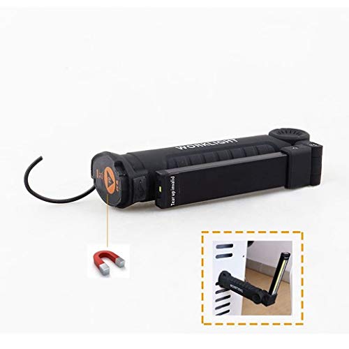 2PC Rechargeable COB LED Magnetic Flashlight & Work Light-Folding Torch with Magnetic Stand for Car Repairing, Workshop, Garage, Camping, Emergency Lighting (2PC 11 x 3.6cm)