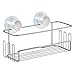 MetroDecor mDesign Turn-N-Lock Suction Bathroom Shower Basket for Shampoo, Conditioner, Soap - Small, Silver