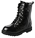 DADAWEN Boy's Girl's Waterproof Outdoor Combat Lace-Up Side Zipper Mid Calf Boots Black US Size 2 M Little Kid