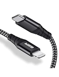 Cable de carga ESR USB-C a Lightning, certificado por MFi, entrega de energía de carga rápida para iPhone XR XS Max XS X 8 8 Plus, para uso con cargadores tipo C 1m