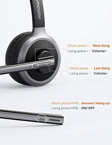 Mpow M5 Pro Bluetooth Headset with 180H Charging Station