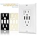 TOPGREENER 5.8A 3-Port USB Wall Outlet Charger, High-Speed In-Wall Electrical USB Socket, Duplex Tamper-Resistant Receptacle Plug, UL Listed, White