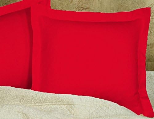 550 Thread Count Hotel - Collection 100% Egyptian Cotton ( 2-PCs ) Pillow Shams Room Best Looking Solid { Red } Color Made By Plushy Linen ( Standard 20 x 26 inch )