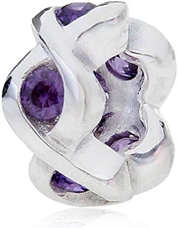 Choruslove Woman's 925 Sterling Silver Spacer Bead with June Birthstone Floating Charm for European Bracelet (Tanzanite CZ Birth Stone)