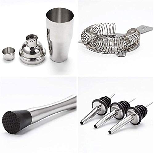 LKNJLL Premium-Cocktail Shaker Bar Werkzeuge Set, Edelstahl gebürstet Barkeeper Kit mit Allen Barzubehör, 24 Oz… – Bild 7