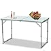 Lovinland Aluminum Folding Table, Portable Camping Table 4 Foot Lightweight Foldable Table Height Adjustable for Party Picnic Dining Outdoor Indoor Use