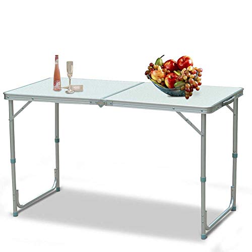 Lovinland Aluminum Folding Table, Portable Camping Table 4 Foot Lightweight Foldable Table Height Adjustable for Party Picnic Dining Outdoor Indoor Use