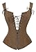 Charmian Women's Renaissance Lace Up Vintage Boned Bustier Corset with Garters Brown X-Large