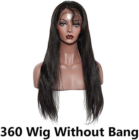 360 Lace Frontal Wig Pre Plucked With Baby Hair Brazilian Silky Straight Lace Front Human Hair Wigs With Bangs 150%,#1B,16inches