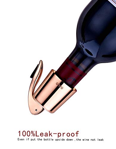 OWO Wine Stopper with Stainless Steel, Decorative Wine Saver Vacuum Plug with Silicone, Reusable Bottle Sealer Keeps Wine & Champagne Fresh (Triple-Color)