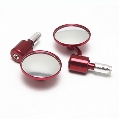 Universal Red 7/8'' 22mm Motorcycle Handlebar Round Bar End Rearview Side Mirrors Cafe Racer Old School Bobber Touring Dirt bike