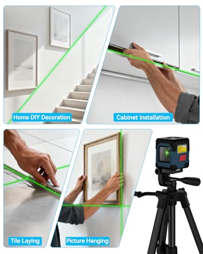 Laser Spirit Level with 1.2 m Iron Tripod, RockSeed Cross Line Laser with Self-Levelling, Vertical and Horizontal Line, 360 Degree Rotation, Carry Bag, Battery Included