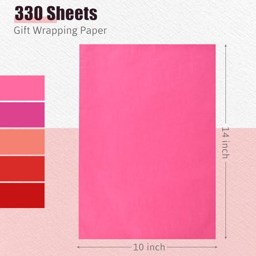 Shindel 330 Sheets Tissue Paper for Gift Bags, Red Tissue Paper Bulk 14 x 10 inch Gift Wrapping Paper for DIY Crafts Gift Box Wrapping
