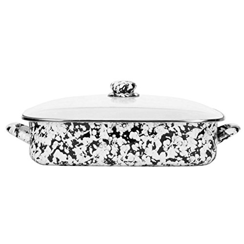 Golden Rabbit Enamelware -Black Swirl Pattern -16 x 12.5 x 4 Inch Roasting Pan Set 1 Golden Rabbit Enamelware -Black Swirl Pattern -16 x 12.5 x 4 Inch Roasting Pan Set