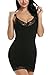 Avidlove Women Sexy Lingerie Lace-trimmed Slip Strappy Mini Dress Sleepwear Nights Chemise Black, S