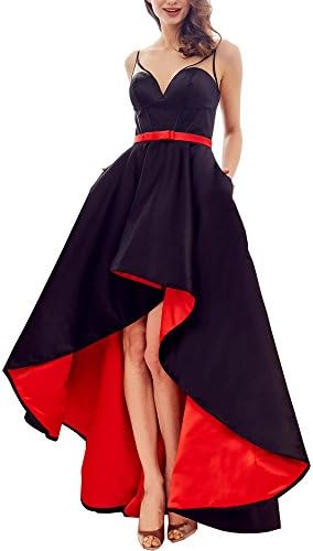 Ike Chimbandi High Low Spaghetti Strap Prom Dresses A Line Satin Evening Party Gowns