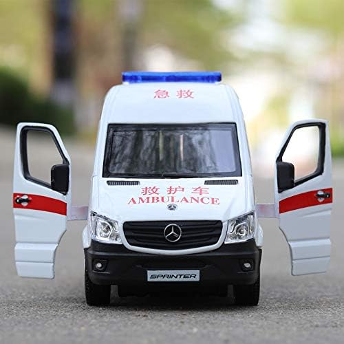 Diecasts Toy Vehicles Scale Police Auto Diecast Metal Vehicle Ambulance Model Pull Back Hospital Rescue Car with Three Doors can Open Boy Toys