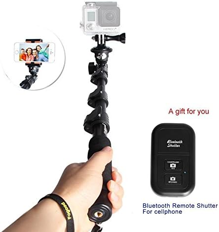 Fogood Professional Handheld Monopod Telescopic Camera Extender with Bluetooth Remote Control Shutter Release and Tripod Mount for Gopro 1 2 3 3+ 4Digital Camera and Cell Phone
