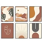 Haus and Hues Boho Prints Neutral Wall Art - Set of 6 Boho Art Prints Mid Century Modern Wall Art...
