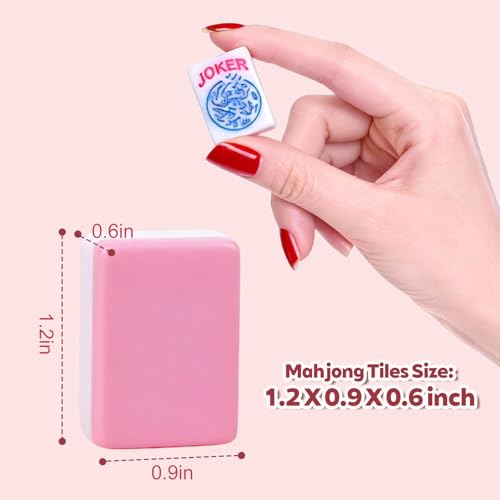 MJDYTYT 1.2-inch Premium Pink American Mahjong Tile Set. Made of Durable and Sturdy Melamine. Perfect for Multiplayer Games, on-the-go Gaming, and Playing with Family and Friends.（Pink）