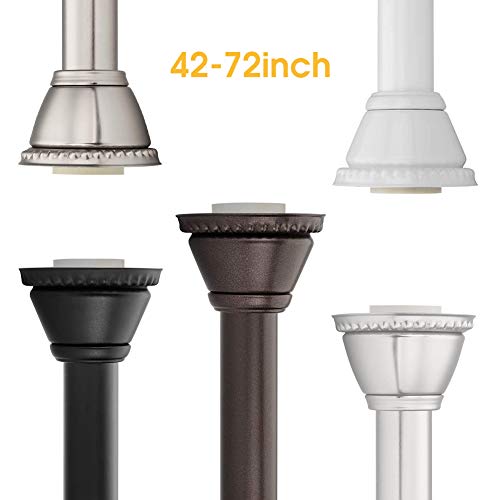 Shower Curtain Rod Tension Curtain Rod Non Slip No Rust No Drilling Never Collapse 42-72 inches (Chrome)