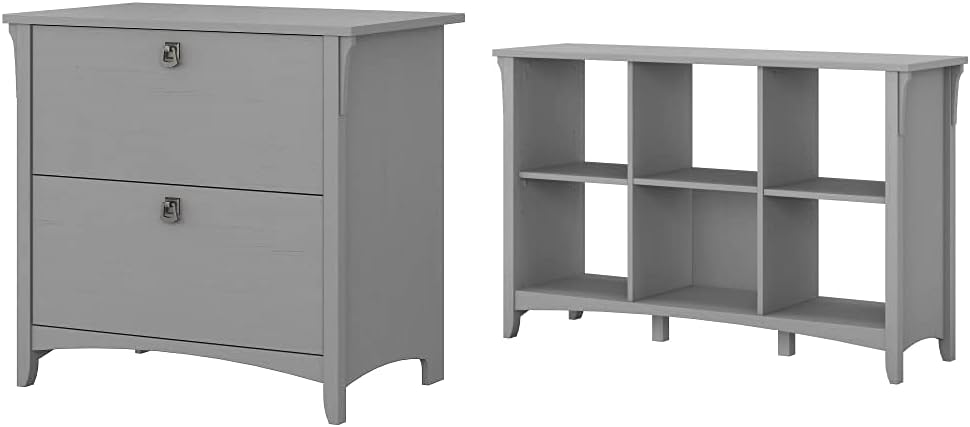Bush Furniture Salinas Lateral File Cabinet in Cape Cod Gray & Salinas 6 Cube Organizer, Cape Cod Gray