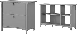 Bush Furniture Salinas Lateral File Cabinet in Cape Cod Gray & Salinas 6 Cube Organizer, Cape Cod Gray