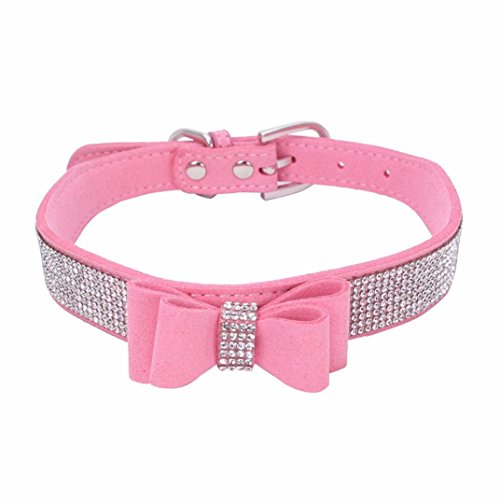 Ninasill Clearance Deal ! Pet Collar, Hot Cute Exquisite Adjustable Bowknot Diamond Dog Puppy Pet Collars (XS, Pink) - Thumbnail 3