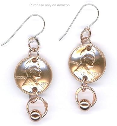 1958 Penny Earrings Handmade 60th Birthday Gift Copper Beaded Dangle 1958 Penny Coin Earrings Women Gifts