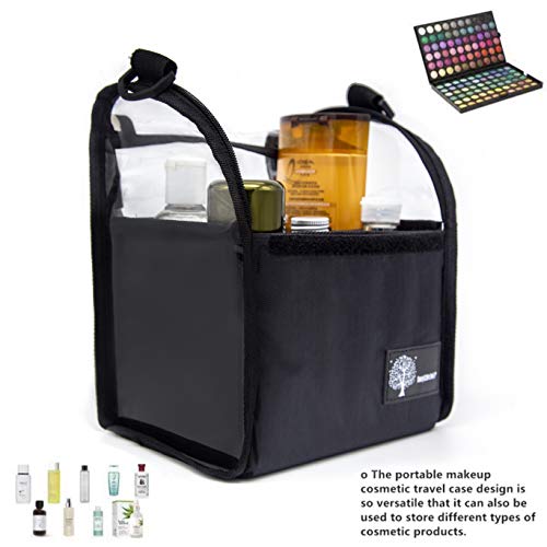 Portable Multipurpose Clear Bag Makeup Cosmetic Case Organizer Travel Makeup Box PVC Dust-Free Storage Bag With Adjustable Shoulder Strap And Dividers For Makeup Brushers Toiletry Accessories (Black) 7 Portable Multipurpose Clear Bag Makeup Cosmetic Case Organizer Travel Makeup Box PVC Dust-Free Storage Bag With Adjustable Shoulder Strap And Dividers For Makeup Brushers Toiletry Accessories (Black)
