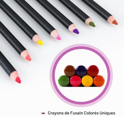 Lot de 46 crayons à dessin pour croquis, crayons à dessin, fournitures d'art avec crayons à charbon de couleurs, graphite, charbon, outils de mélange, accessoires, kit de dessin pour