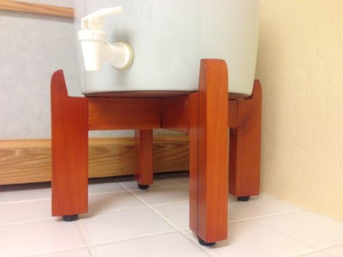 Classic White Ceramic Dispenser and Natural Wood Counter Stand
