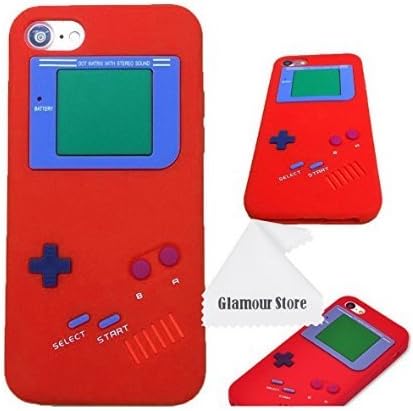 iPhone 7 Case,iPhone 8 Case,Retro 3D Game Boy Gameboy Design Style Soft Silicone Cover Case for Apple iPhone 7/8 4.7 inch+ Free Cleaning Cloth As a Gift (Red)